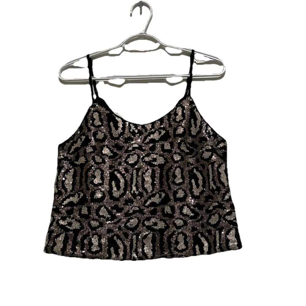Fate Sequin Crop Tank Top Leopard Animal Print Size small. Party, formal, NYE